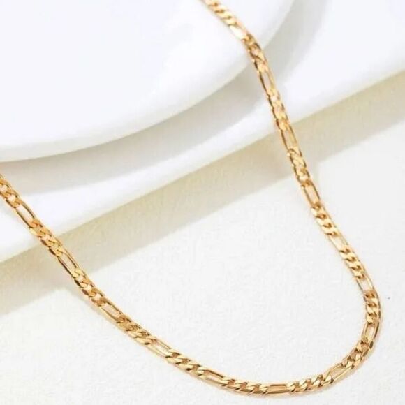 Gold Plated Cuban Chain Necklace Unisex Minimalist Jewelry Versatile Layering - Picture 8 of 10